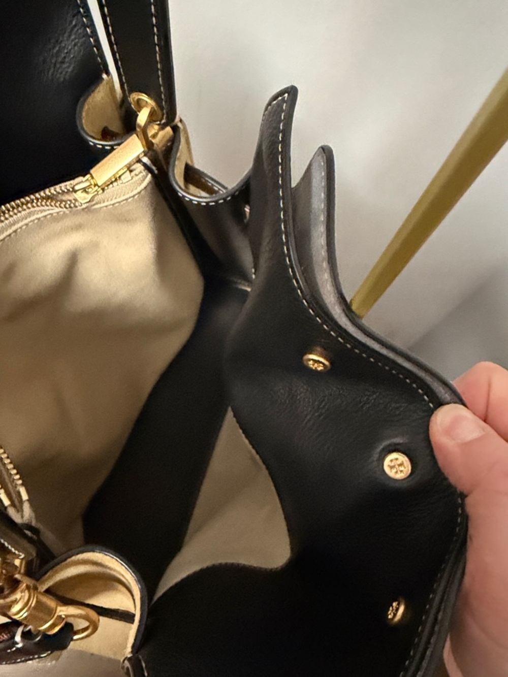 Tory Burch Lee Radziwill Leather and Suede Double bag - Picture 9 of 12